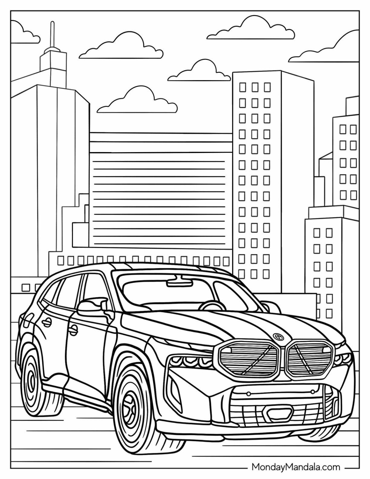 2024 BMW Coloring Page XM Label Red In The City