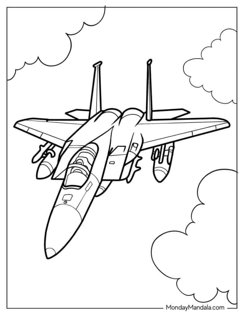 Coloring Page of McDonnel Douglas F-15 Eagle U.S. Jet