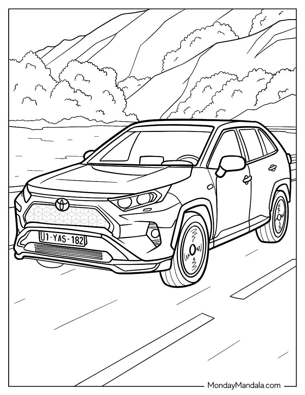 Detailed 2024 Toyota Coloring Pages Of RAV4