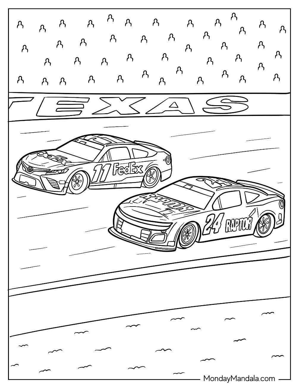 No 11 FedEx Toyota Racing No 24 Raptor Chevrolet NASCAR Coloring Page