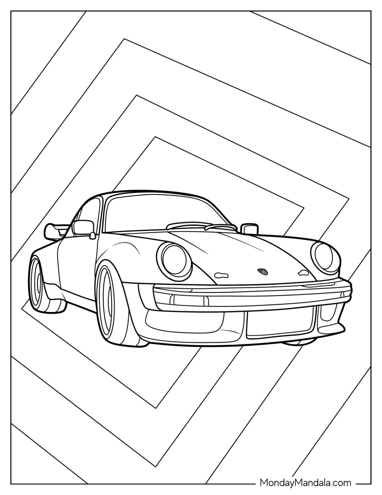 Simple Porsche Coloring Page 911 Turbo For Kids