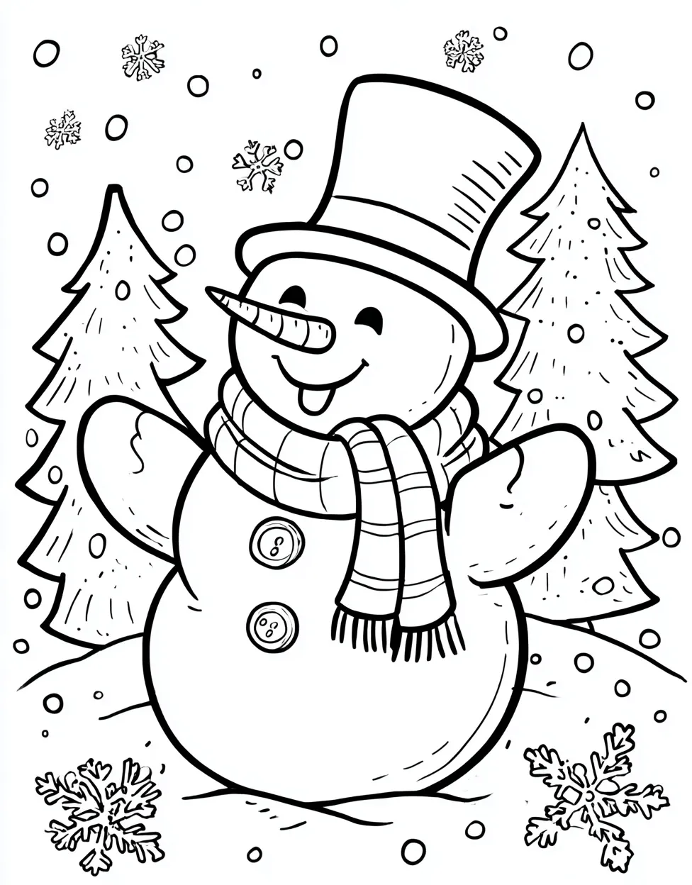 Charming Cute Christmas Snowman Coloring Pages for Kids - Free Coloring ...