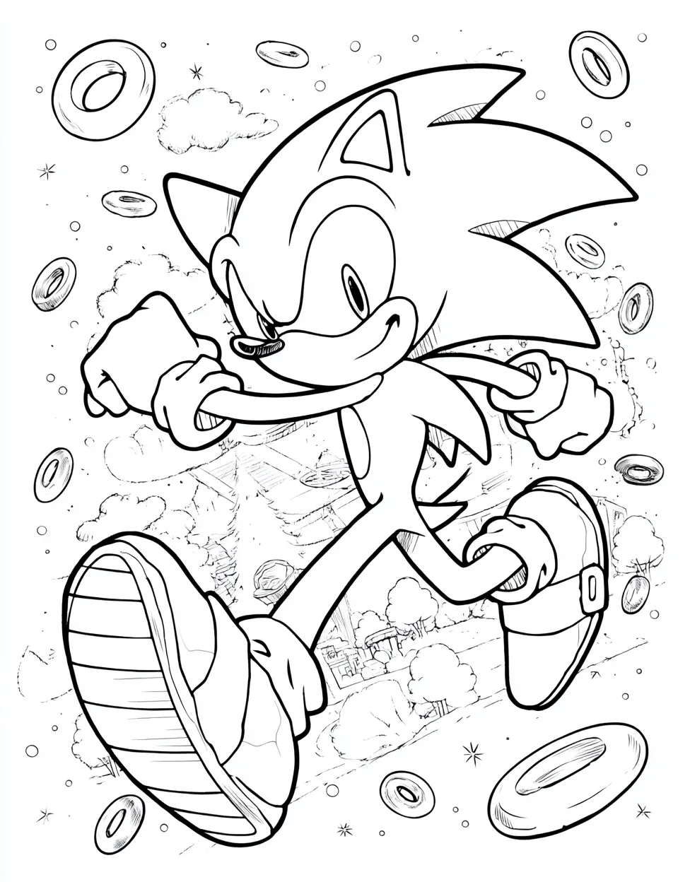 Exciting Sonic the Hedgehog Coloring Page