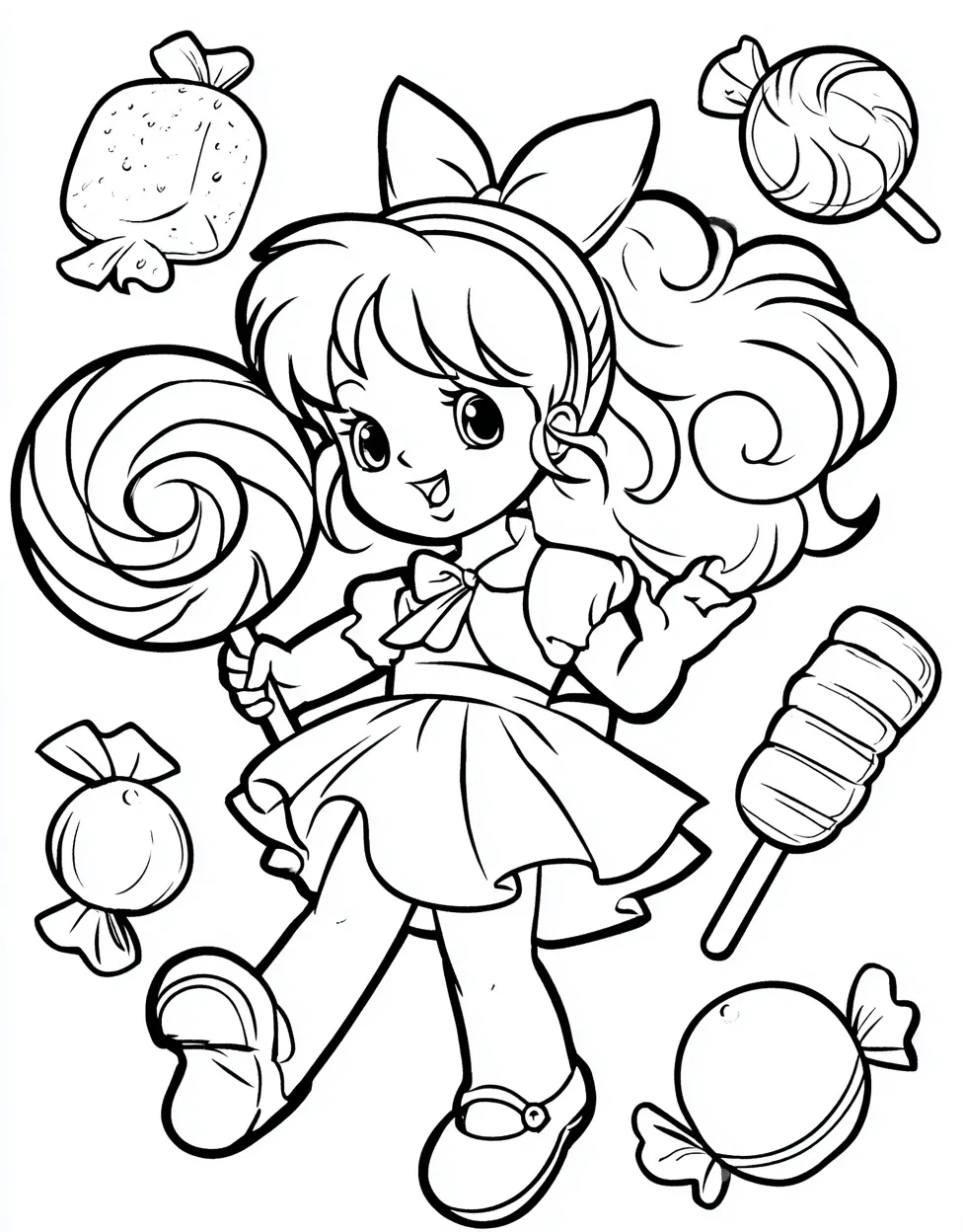 Charming Anime Candy Girl Coloring Page for Toddlers - Free Coloring ...