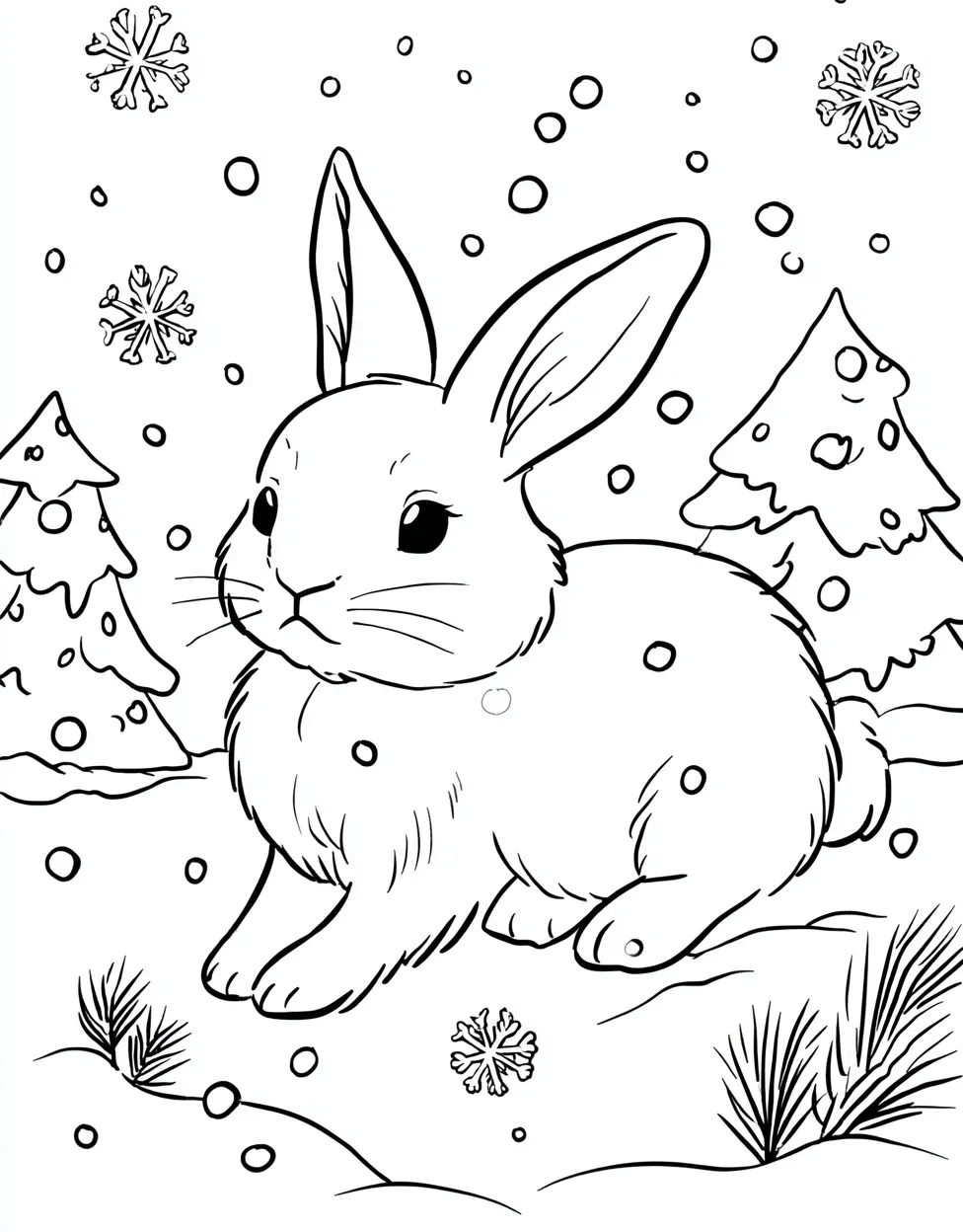 Playful Snowshoe Rabbit Coloring Page for Kids - Free Coloring Page ...
