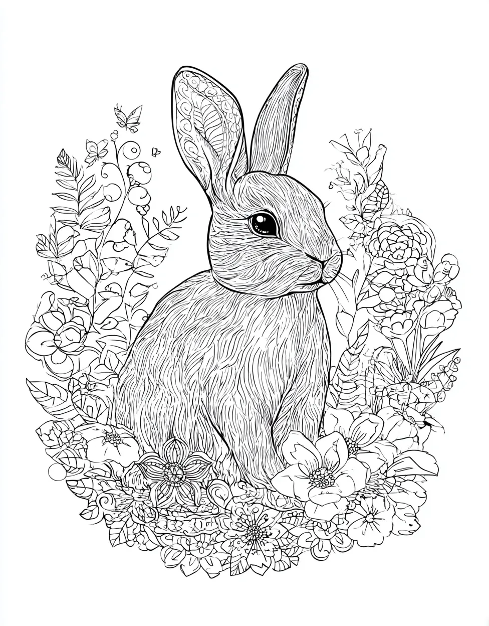 Detailed Cottontail Rabbit Coloring Page for Mindfulness - Free ...