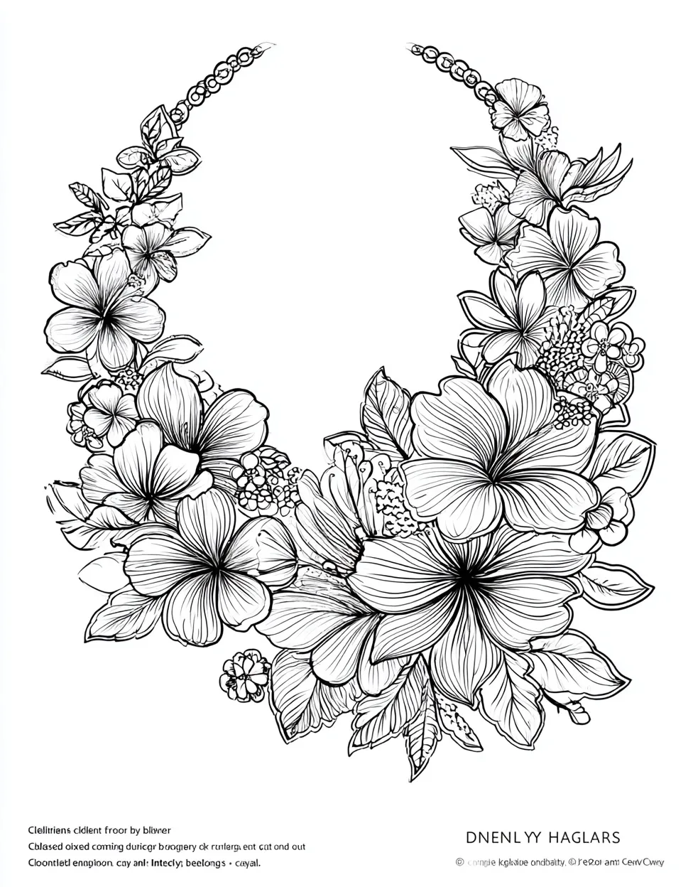 Elegant Hawaiian Flower Necklace Coloring Page for Adults - Free ...