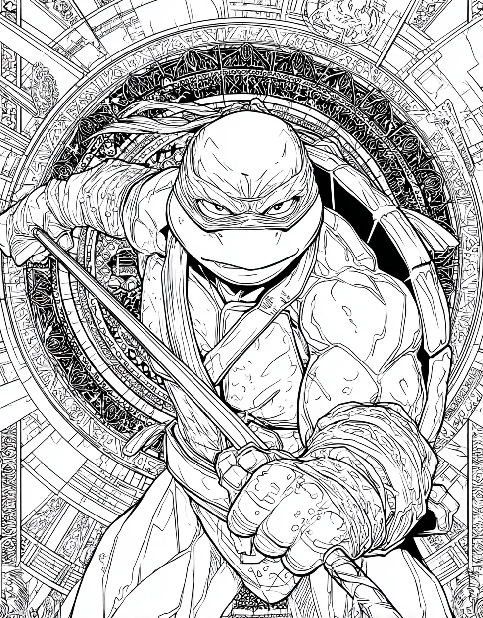 Intricate Coloring Page of Kai from TMNT for Adults - Free Coloring ...