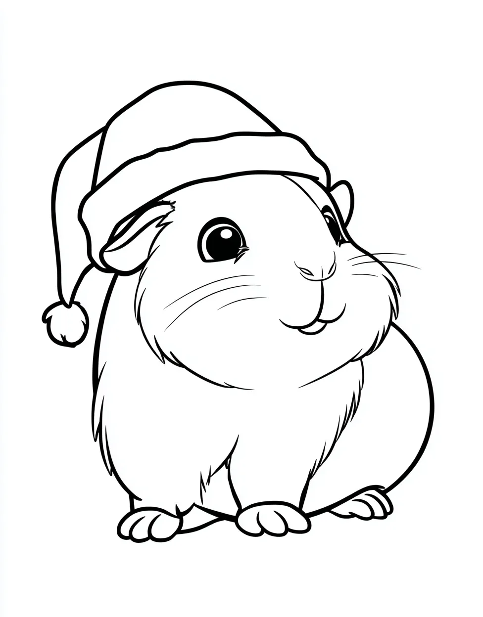 Adorable Guinea Pig with Santa Hat Coloring Page - Free Coloring Page ...