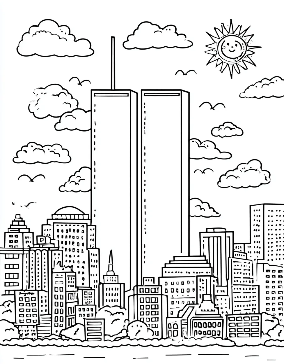 Engaging 9/11 Coloring Page for Kids' Creativity