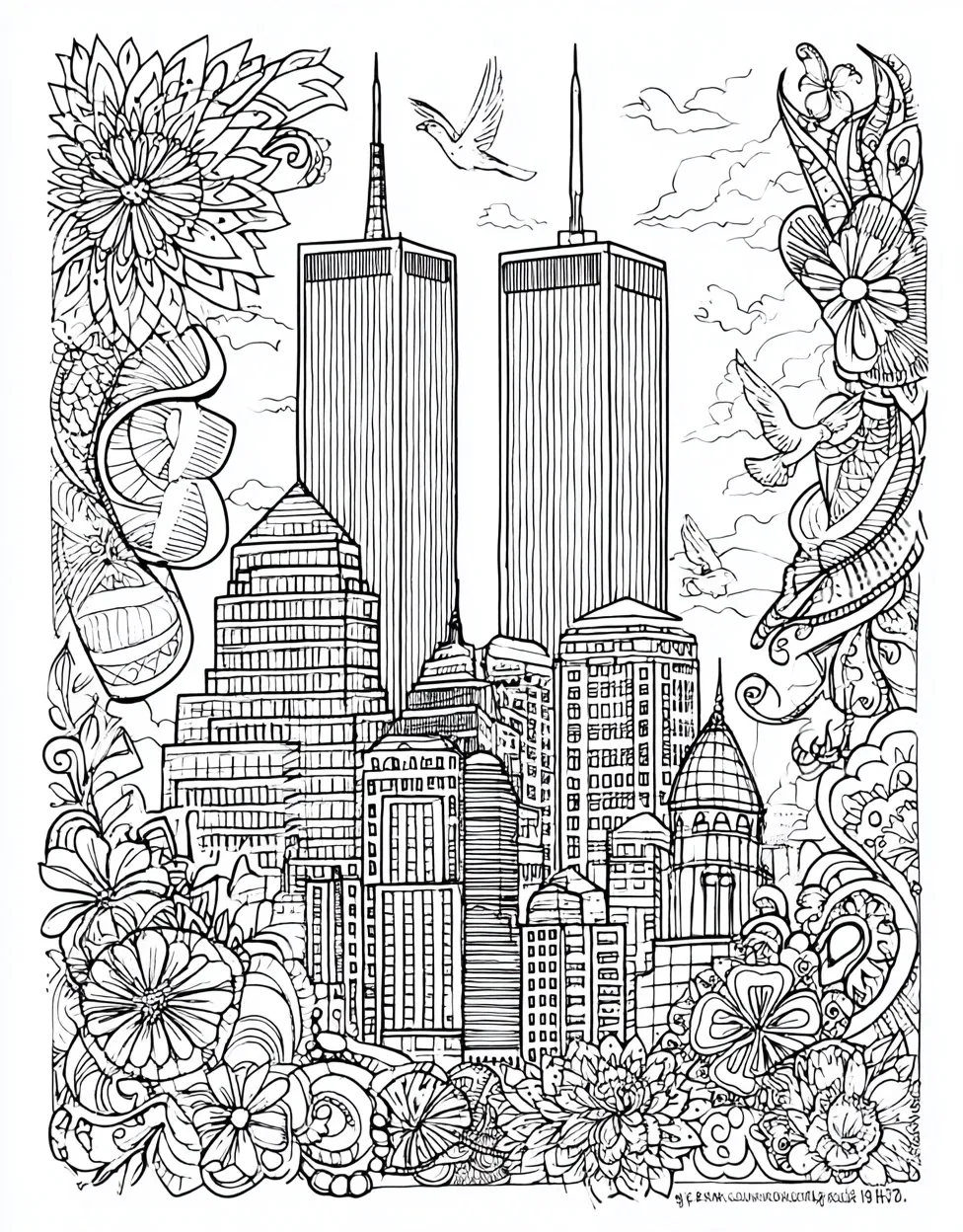 Reflective 9/11 Coloring Page for Adults