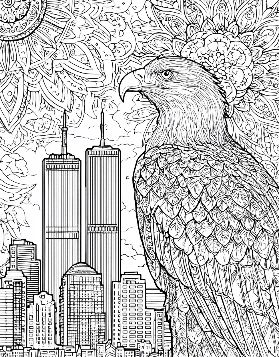 Tribute 9/11 Coloring Page - Remembrance and Resilience