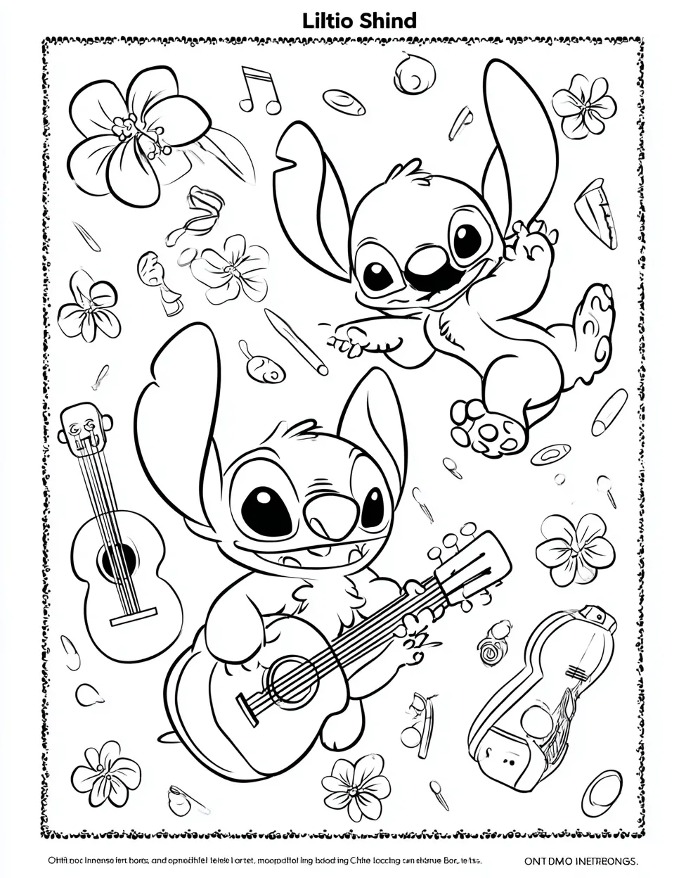 Playful Stitch Coloring Pages with Hawaiian Vibes for Kids