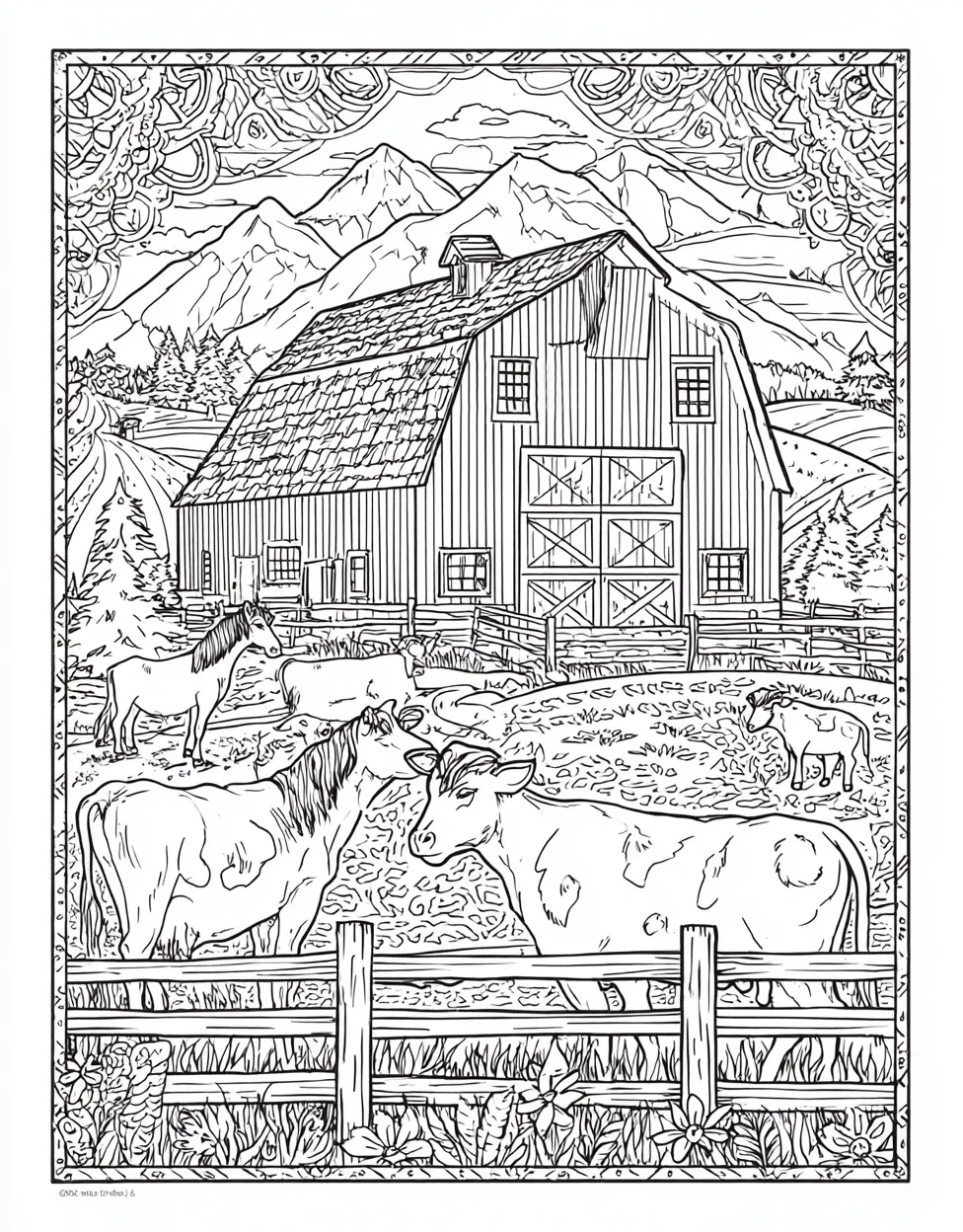 Challenging Barn Coloring Pages to Print Out for Adults - Free Coloring ...