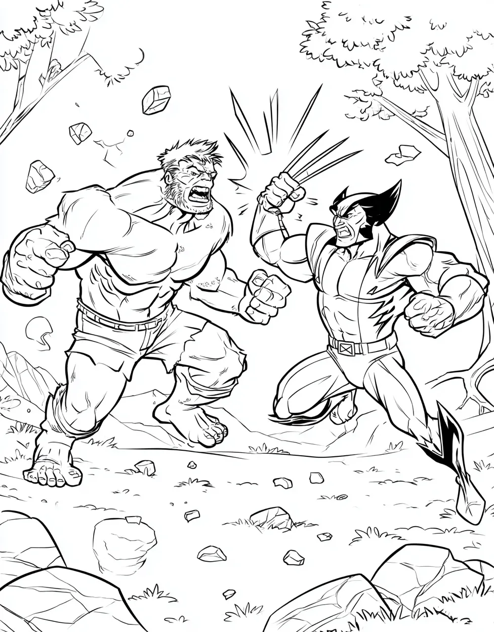 Epic Hulk vs Wolverine Coloring Page for Kids - Free Coloring Page ...