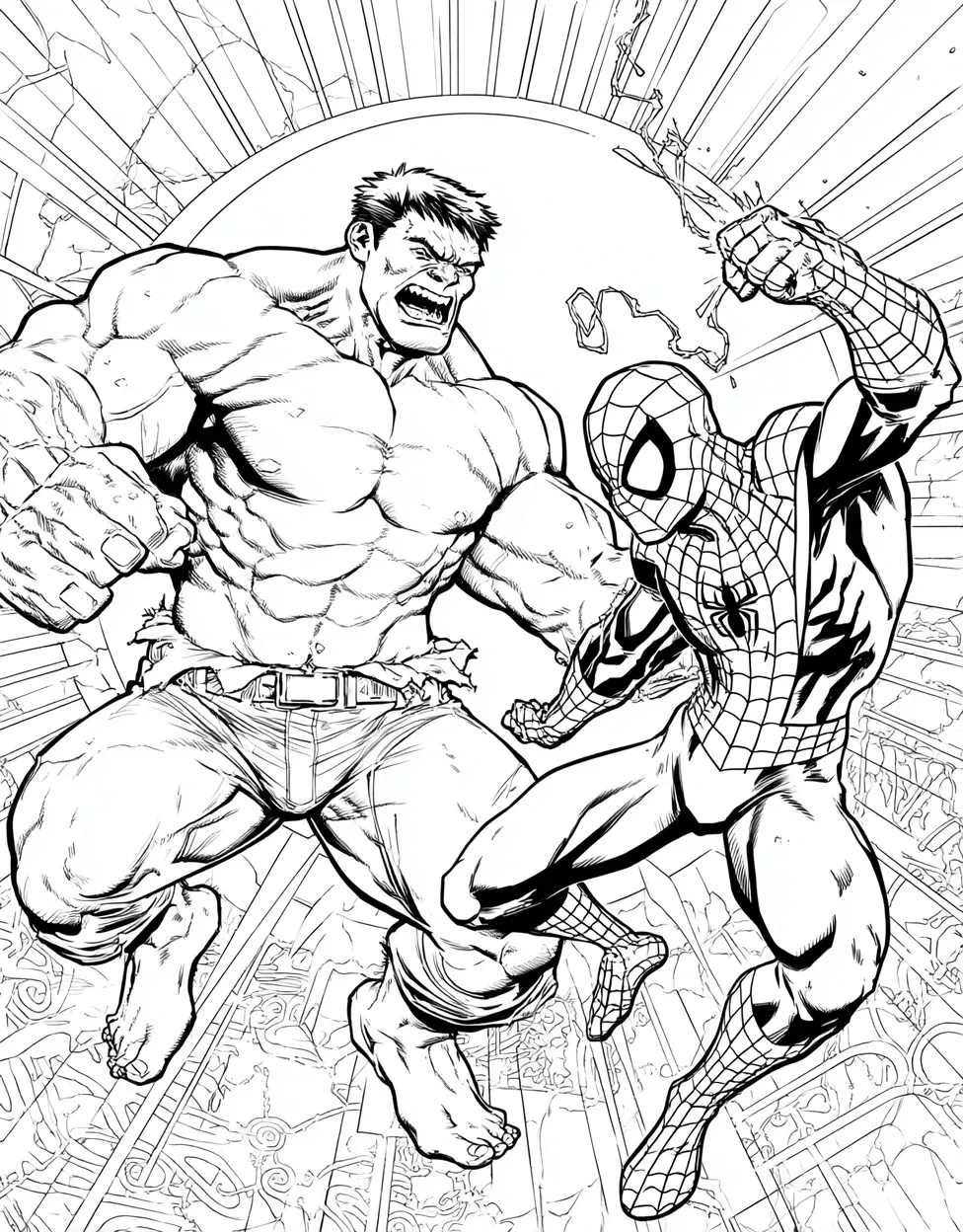 Engaging Hulk and Spider-Man Coloring Pages for Adults - Free Coloring ...