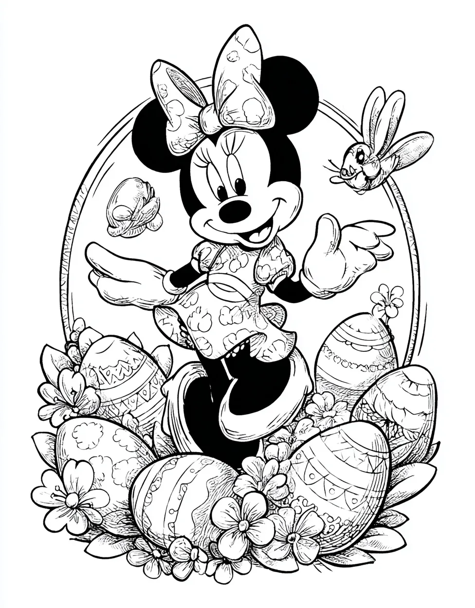 Festive Minnie Mouse Easter Printable Coloring Pages - Free Coloring ...