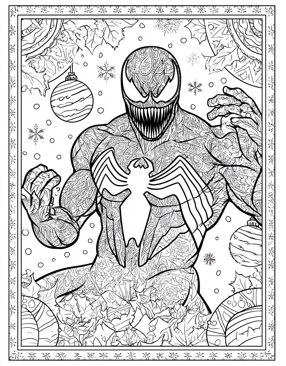 Intricate Venom Christmas Coloring Page for Adults - Free Coloring Page ...