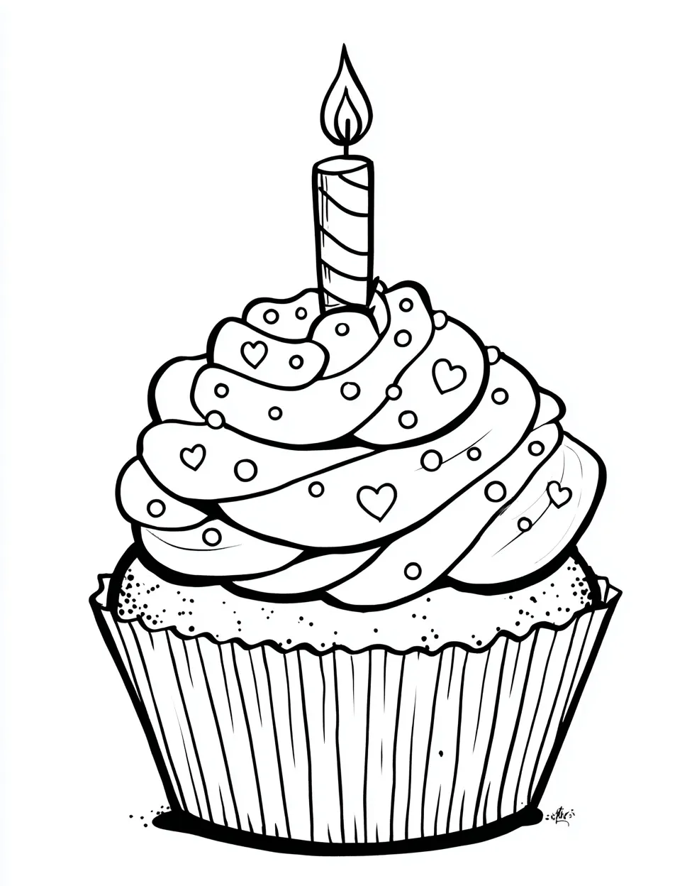 Fun Cupcake with Candle Coloring Page for Kids - Free Coloring Page ...