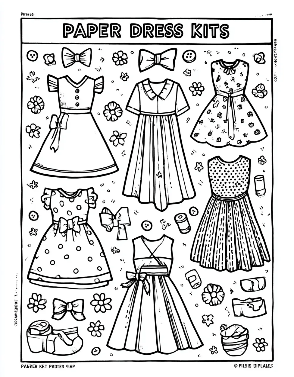 Fun Paper Dress Kit Coloring Page for Kids Free Coloring Page