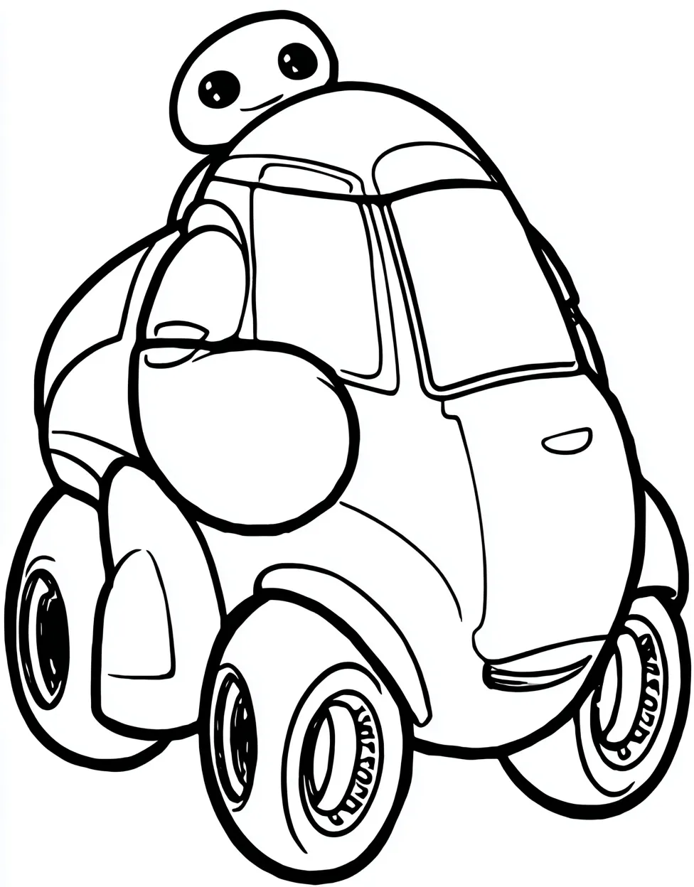 Toddler-Friendly Baymax Car Coloring Page to Print - Free Coloring Page ...