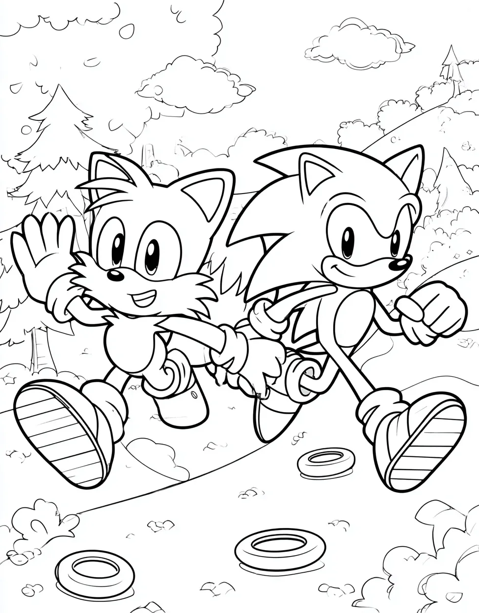 Dynamic Tails and Sonic Coloring Fun for Kids - Free Coloring Page ...